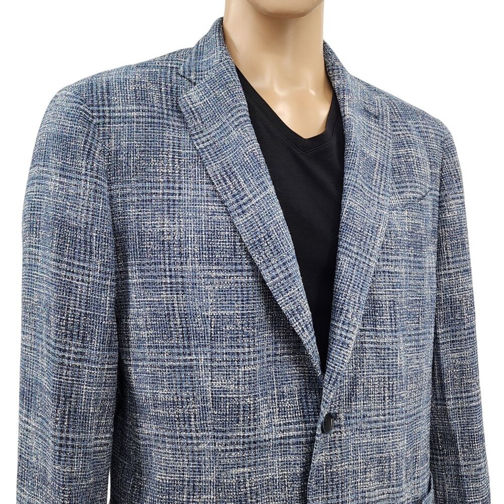 Nordstrom Signature Blue Textured Blazer Jacket 42L Cotton Acrylic Blend